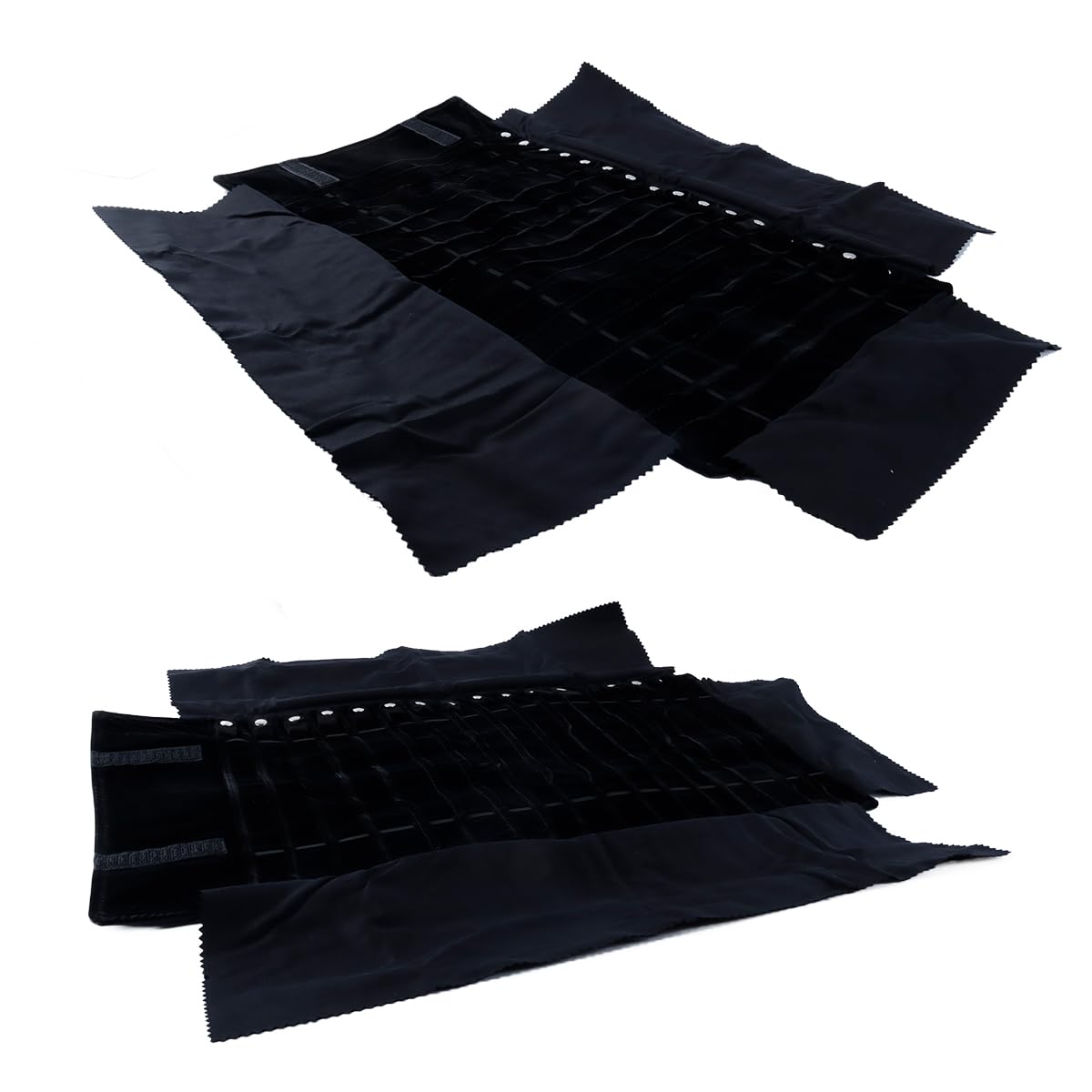 Ausi Organizador de viaje plegable para joyas, bolsa de almacenamiento para collares, pulseras y pendientes, color negro, con capacidad para 16 collares y banda elástica.