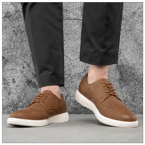 Image of JITAI Men's Casual Oxford Dress Shoes Classic Modern Business Lace-up Wingtip Shoes