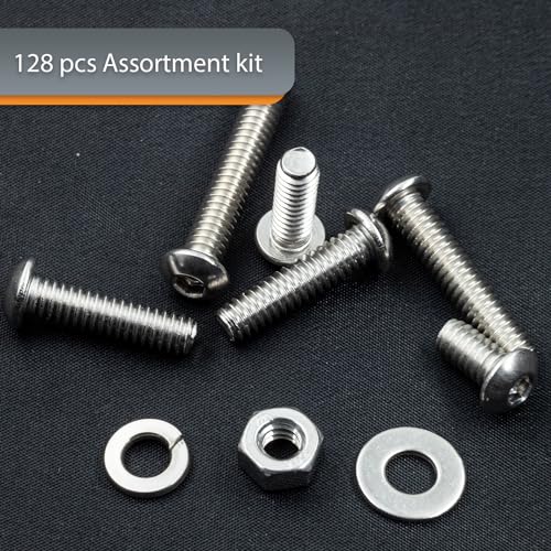 Lupanter BOLT-004 1/4-20 Inch Button Head Socket Cap Bolts Screws,128Pcs 304 Stainless Steel Nuts And Bolts Assortment Kit thumb #1