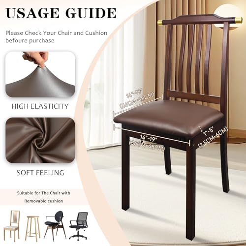 Image of Pu Leather Dining Chair Seat Covers Set of 8, Waterproof Kitchen Chair Covers Stretch Chair Cover for Kitchen /Dining Room /Hotel, Tasteless seat Covers for Chairs (Coffee - 8 PCS)