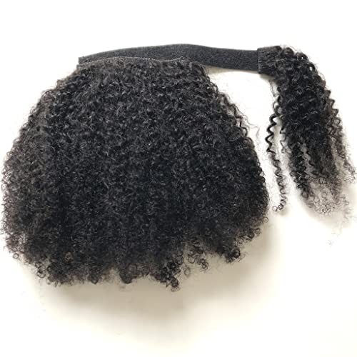 Extension de queue de cheval afro crépus bouclés noir naturel 25,4 cm à enrouler