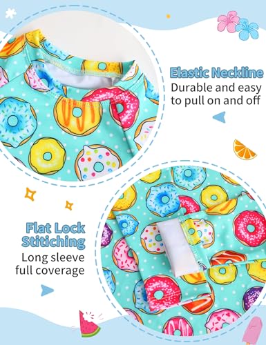 Image of TENVDA Girls Swimsuit Long Sleeve Rash Guard Sets UPF 50+ Two Piece Bathing Suits Size 3-12 Years