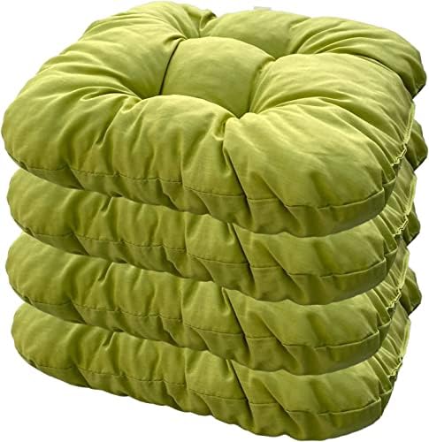 4er Set Stuhlkissen 40cm - Mit Bändern Dunkelgrün