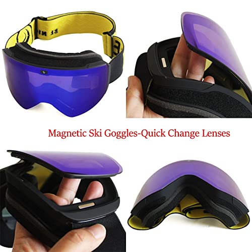 Image of Ski Goggles with Magnetic Layer Polarized Lens Skiing Anti-Fog UV400 Snowboard Men Women Glasses Eyewear