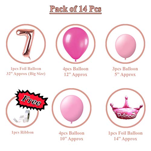 Image of Rosegold 32 Inches Numbers 7 Shape Large Big Foil Helium Balloons For Party Decorations In Happy Birthday Anniversary Office Items Materials Set Pack,1 Piece