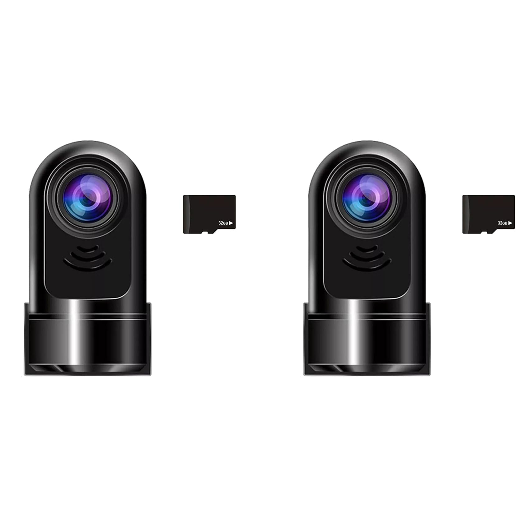 2 x 1080p HD 360° kamera na deskę rozdzielczą Mini ADAS, samochodowa kamera na deskę rozdzielczą z kartą 32 GB, tryb parkowania 24-godzinny / widoczność w nocy / wykrywanie ruchu