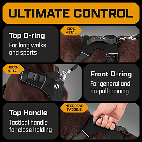 Invirox Dog Harness For Large Dogs No Pull [1200Lbs Pull Force] Dog Vest, Dog Harness For Medium Dogs No Pull, Small Dog Harness, X-Pro Tactical Dog Harness, Service Dog Harness Medium Size #TOP3