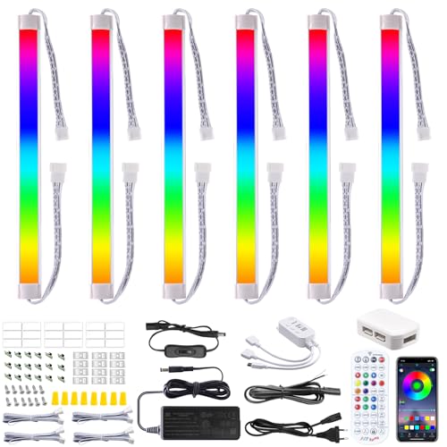 LABOREDUCER Schrankbeleuchtung RGB mit Fernbedienung 6 Stück,Vitrinenbeleuchtung LED Unterbauleuchte Küche Dimmbar APP Unterschrank Beleuchtung mit Timer Funktion für Küche Schrank (RGBWW)