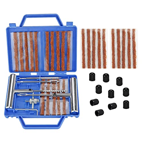 VonLux Reifen Reparatur Set Reifenreparaturset 42tlg Auto Reifen Reparaturset, Flicken Satz, Autoreifen Flickzeug Pannenset für PKW, Motorrad, LKW, ATV, Traktor usw.
