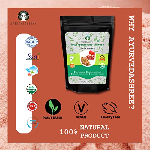Ayurvedashree Pomegranate Peel Powder 200 Gm | Antioxidant For Skin | Promotes Youthful Skin | Natural Punica Granatum | Gluten Free & Non Gmo | Skin Care #TOP3