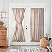 Linen Textured French Door Curtains Solid 2 Panels French Door Panels with 2 Bonus Tiebacks Sheers Door Window Curtain Set 72 inch Length, Taupe