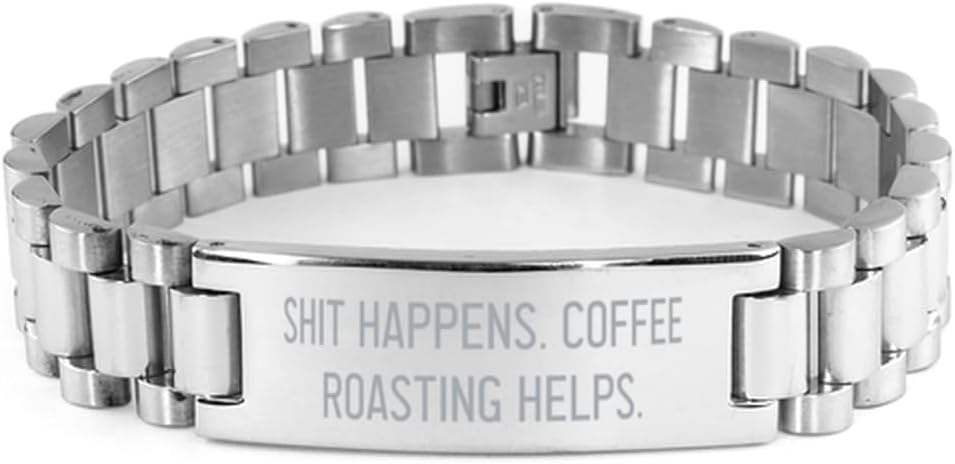 Epic Coffee Roasting Gifts, Shit Happens. Coffee Roasting Helps, Beautiful Ladder Bracelet For Men Women From Friends, Nice ladder bracelet gift ideas, Unique ladder bracelet gifts, Ladder bracelet