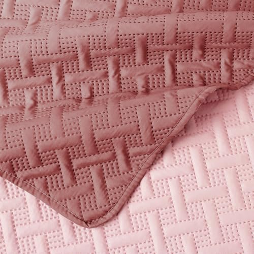 Image of Story@Home Reversible Quilted Bedsheet | 400 TC Ultrasonic Bedspread AC Blanket | Comforter for Double Bed Quilted Bedcover for Double Bed with 2 Pillow Cases 250x225 CM - Peach & Terracota