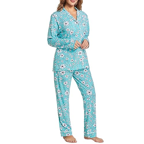 Image of Tugege Pajamas Set Long Sleeve Sleepwear Womens Button Down Nightwear Pj Sets