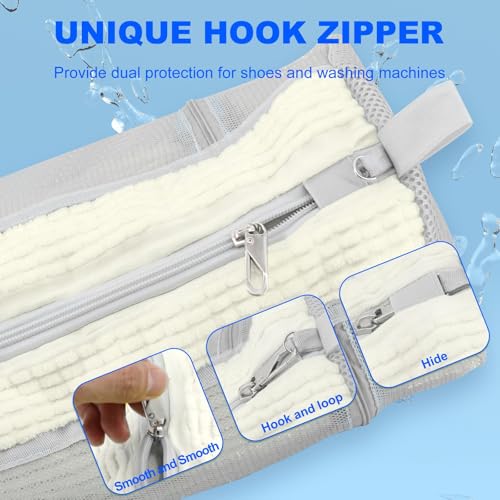 Shoe Washing Machine Bag, Laundry Shoe Bag with Side External Network for Washer and Dryer Reusable Shoe Cleaning Bag for Sneaker Tennis Unstain Cleaner Kit (2pc-white) — view 2