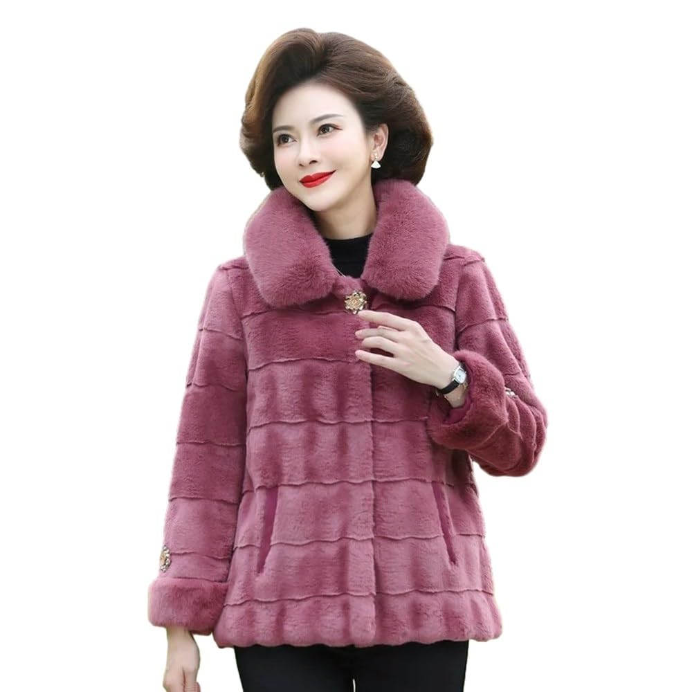 SWEPER Damen Fleecejacke - Kragen Kaschmir Strickjacke Jacke Winter Verdickt Mittleren Alters Ältere Frauen Mutter Mantel
