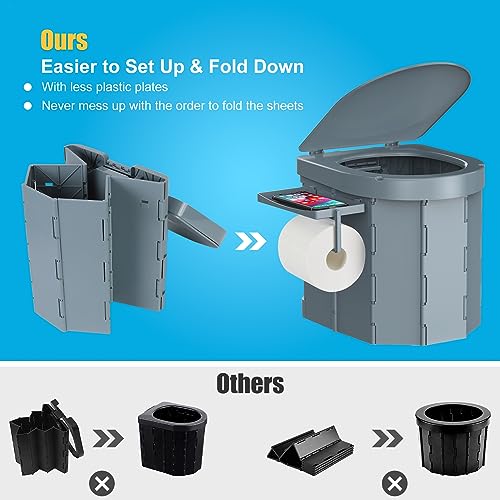 Pahtto Portable Camping Toilet, Foldable Toilet For Adults With Detachable Phone Shelf And Toilet Paper Holder thumb #2