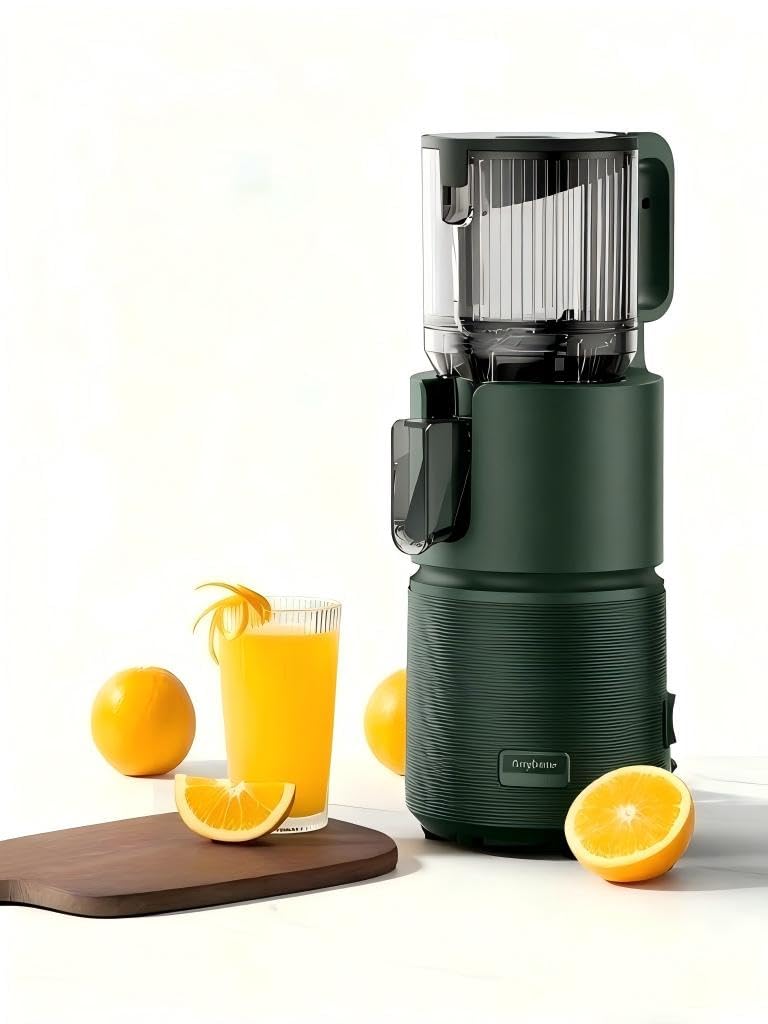 Anybear 124mm Extractor Zumos | 350W Exprimidor Doble Lento | Alto Rendimiento | Tritan Sin BPA | Recetas(Verde Oscuro)
