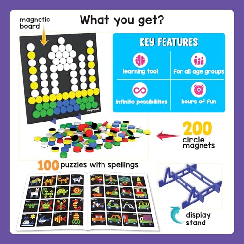 Image of PLAY PANDA Magnetic Puzzle Board, 200 Circle Shapes & Patterns for Kids