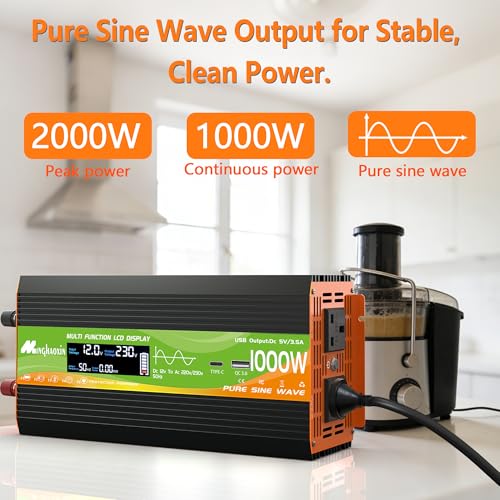 Onduleur sinusoïdal pur 1000W avec télécommande et refroidissement actif - 4