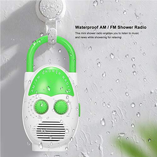 Denpetec Waterproof Shower Radio, Am/Fm Bathroom Radio With Top Handle, Mini Portable Hanging Shower Radio, Built-In Speaker, Adjustable Volume #TOP6