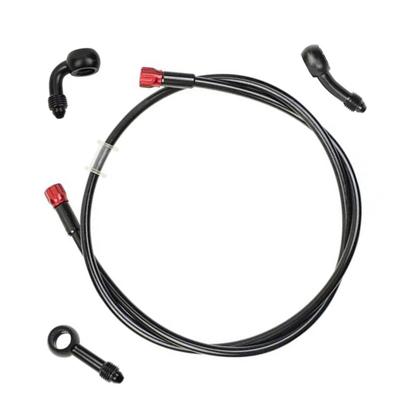 Shqxd Black- Silver Hydraulic Brake Hose Motorcycle M10 Fit Atv Pit Dirt Street Racin Brake Hose An3 Hydraulic Braided Line With 360 Degree Rotatable Banjo(1200Mm)