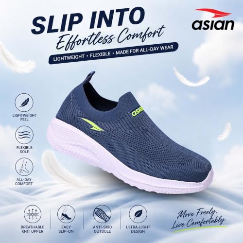Image of ASIAN Storm-41 Walking Shoes for Men | Lightweight Slip-On Sneakers with Arch Support, Memory Foam Cushion & Breathable Mesh Upper | Comfortable Shoes for Walking & Travel