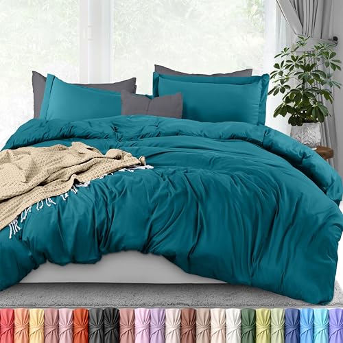 Image of Utopia Bedding Duvet Cover Queen Size - 3 Piece with Zipper Closure - 1 Comforter Cover 90X90 Inches & 2 Pillow Shams 20X26 Inches (Denim Blue) Comforter Not Included