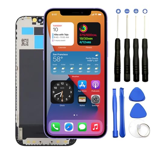 Écran OLED de Remplacement pour iPhone 12/12 Pro - 6,1" Écran Tactile Full HD avec Digitizer - Kit de Réparation Complet Compatible Modèles A2172 A2173 A2176 A2402 A2403 A2404