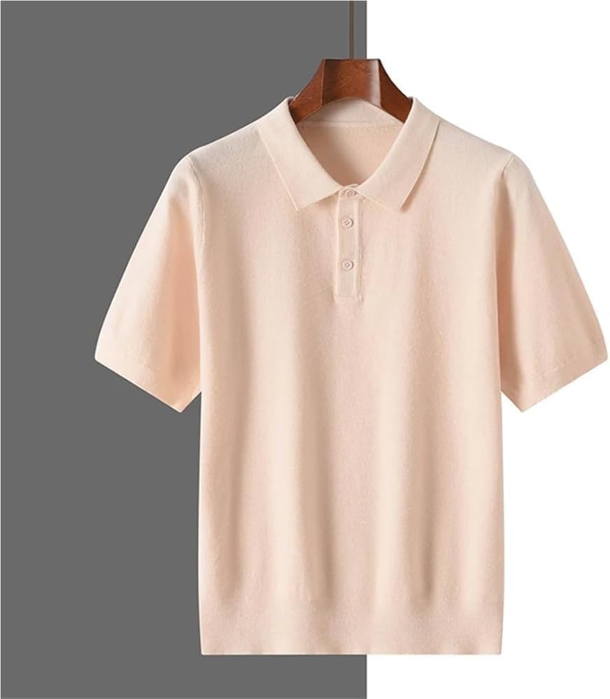 Mens Loose Fit Pullover Sweater Short Sleeve V-Neck Thin Knit Solid Color Casual T-Shirt Comfortable Lightweight Wear