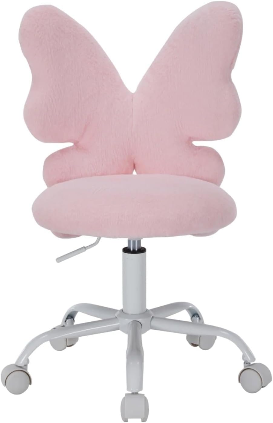 Impressions Vanity Kids Alexia Swivel Vanity Chair with Teddy Fur Fabric, Padded Comfy Polyurethane Foam Dask Chair Metal Base 360 Degree Spin Rolling Wheels and Adjustable Seat Height