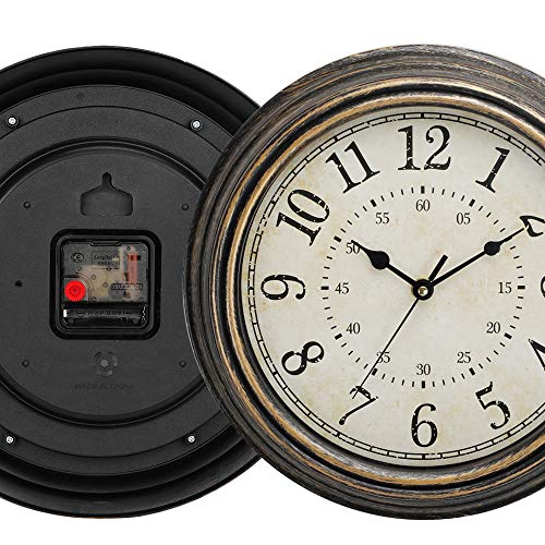 Lonbuys 12 Inch Vintage Retro Wall Clock, Silent Non-Ticking Quartz Decorative Wall Clocks With Large Numbers Easy To Read For Kitchen,Living Room,Bathroom ,Bedroom,Office,School(Gold Bronze) #TOP1