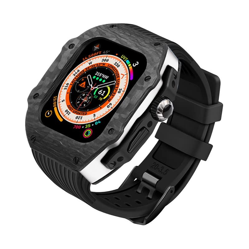 Boîtier carbone Apple Watch Ultra 49mm avec bracelet fluororubber