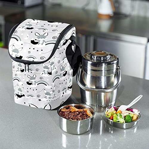 Bolsa de almuerzo con correa ajustable grande y estampado de zorros 7
