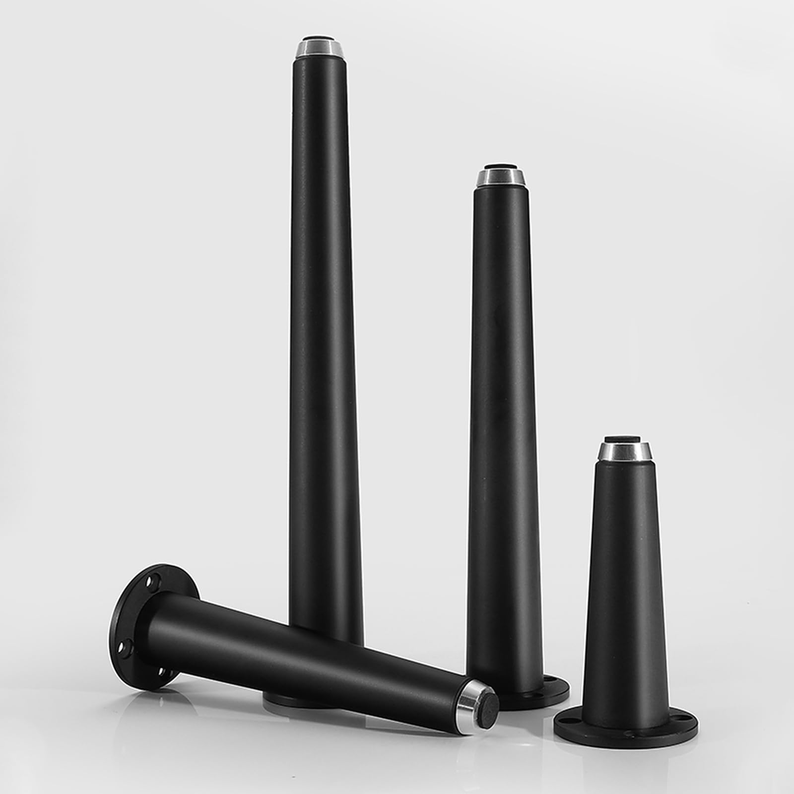 Generico Gambe per Mobili Piedini per Tavolo Conici Regolabili in Lega di Alluminio Anodizzato 4 Pezzi Neri da 15 cm Altezza Piedini per Divano: 10-25 cm Piedini per Mobile da 15 cm/6"