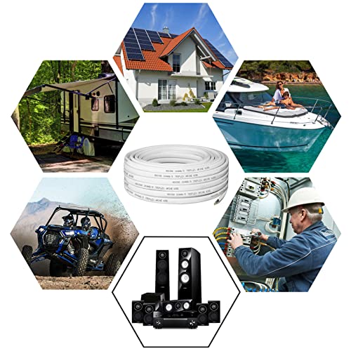 10 Gauge Marine Wire,50Ft 10 Awg Triplex Maine Grade Wire Tinned Copper Boat Cable,Marine Electrical Wire For Boat/Marine/Automotive Etc Outdoors Wiring #TOP6