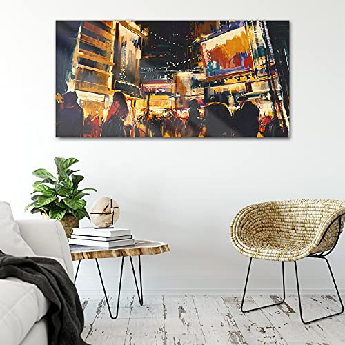 Image acrylique 100x50cm contre les murs vides du salon style Night City
