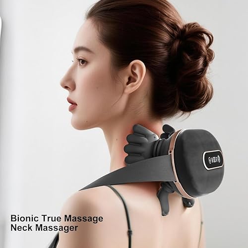 Miniatura 2 de Masajeador de cuello con calor, masajeador térmico Shiatsu, masaje de amasamiento 4D de tejido profundo, masajeador portátil de cuello y hombros,