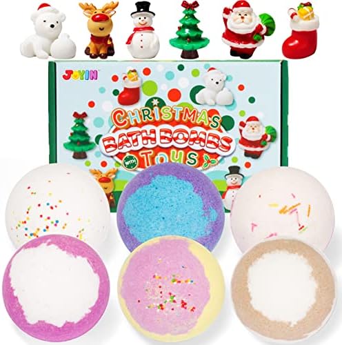 Bath Bombs with Toys Inside, 6 Packs Bubble Bath Bombs Ornament with Figure Toys, SPA Bath Fizzies Set, Great Gift Set for Birthday,for Boys and Girls