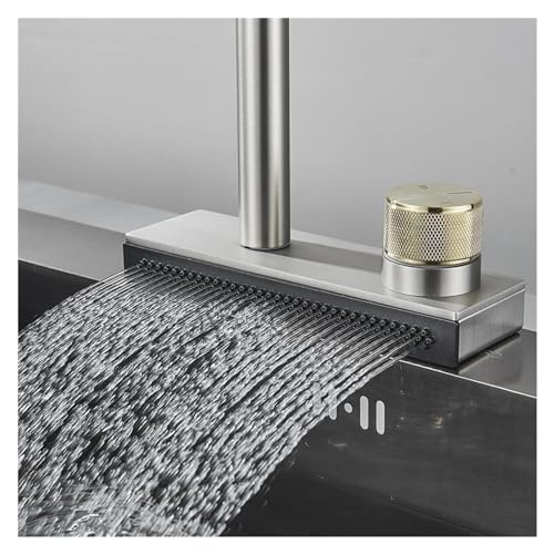 Robinet de cuisine cascade gris et noir pour évier moderne