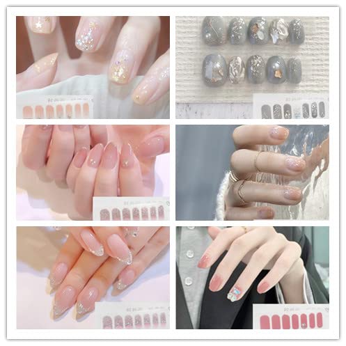 未使用　ネイルシール 手の爪 ホワイトベース Amazon.co.jp: ネイルシール 手用 6枚 4D立体感 損傷のない 手の