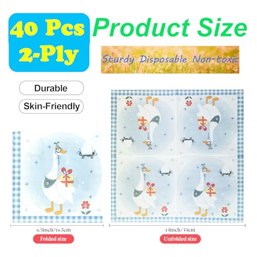 Servilletas de ganso de 2 capas azul suaves y absorbentes para decoración 2