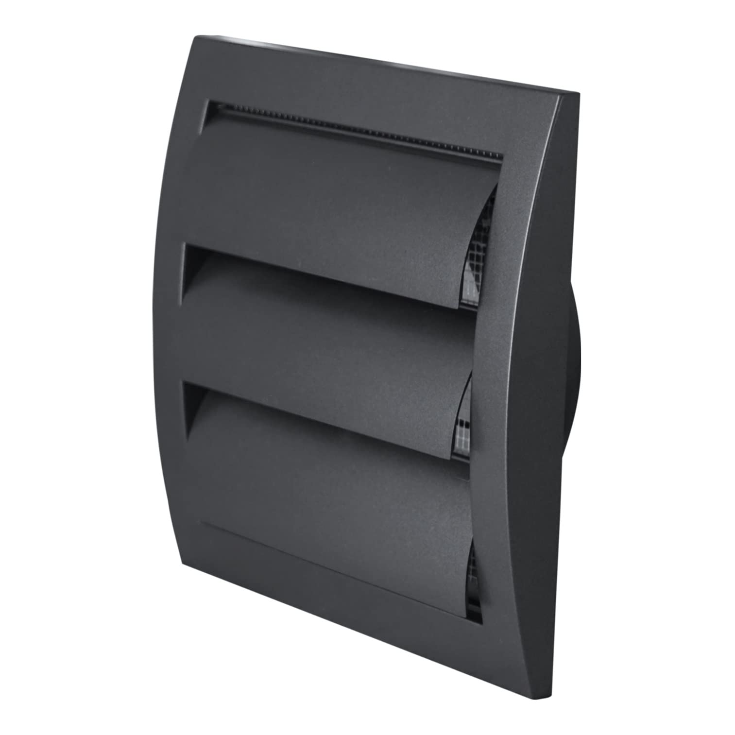 Ø 100mm / 4 inch Gravity Grille - Ducting Air Vent with Round Spigot and Non-Return Gravity Shutters - ABS Plastic Anthracite