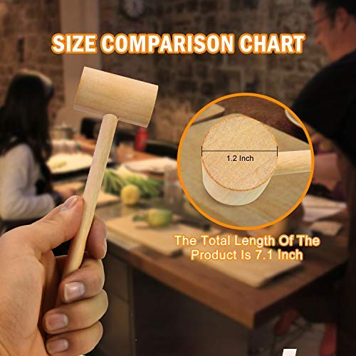 YoleShy 6PCS Crab Hammers, Hard Wooden Crab Mallets Lobster Hammer for Shellfish Seafood, 7.1 x 2 x 1.2inch (Natural Wood Color)