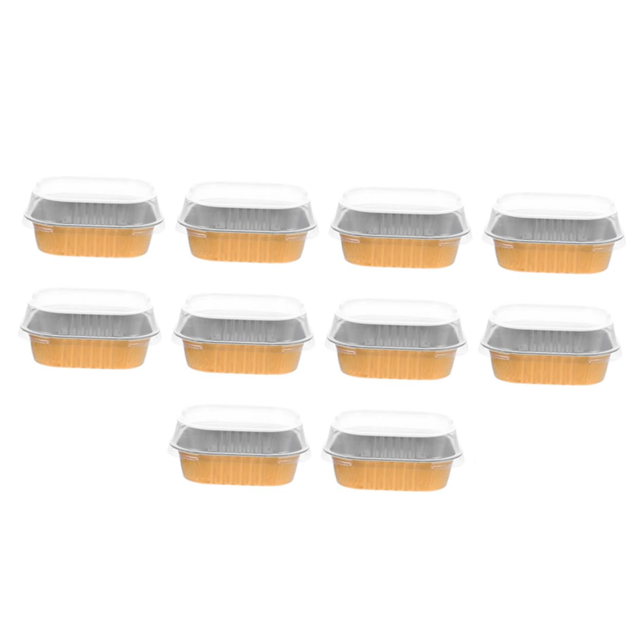 Cabilock 10Pcs Aluminum Foil Baking Boxes with Lids Individual Food Containers for Cupcakes Desserts and Parties for Baking Storing Outdoor