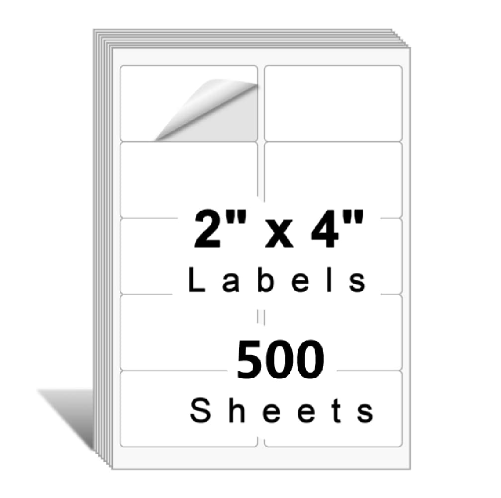 10up Shipping Address Labels 2 X 4 Label, Matte Stickers Paper Compatible with Laser & Ink Jet Printers, 500 Sheets-5000 Labels (5163/8163 /18163)