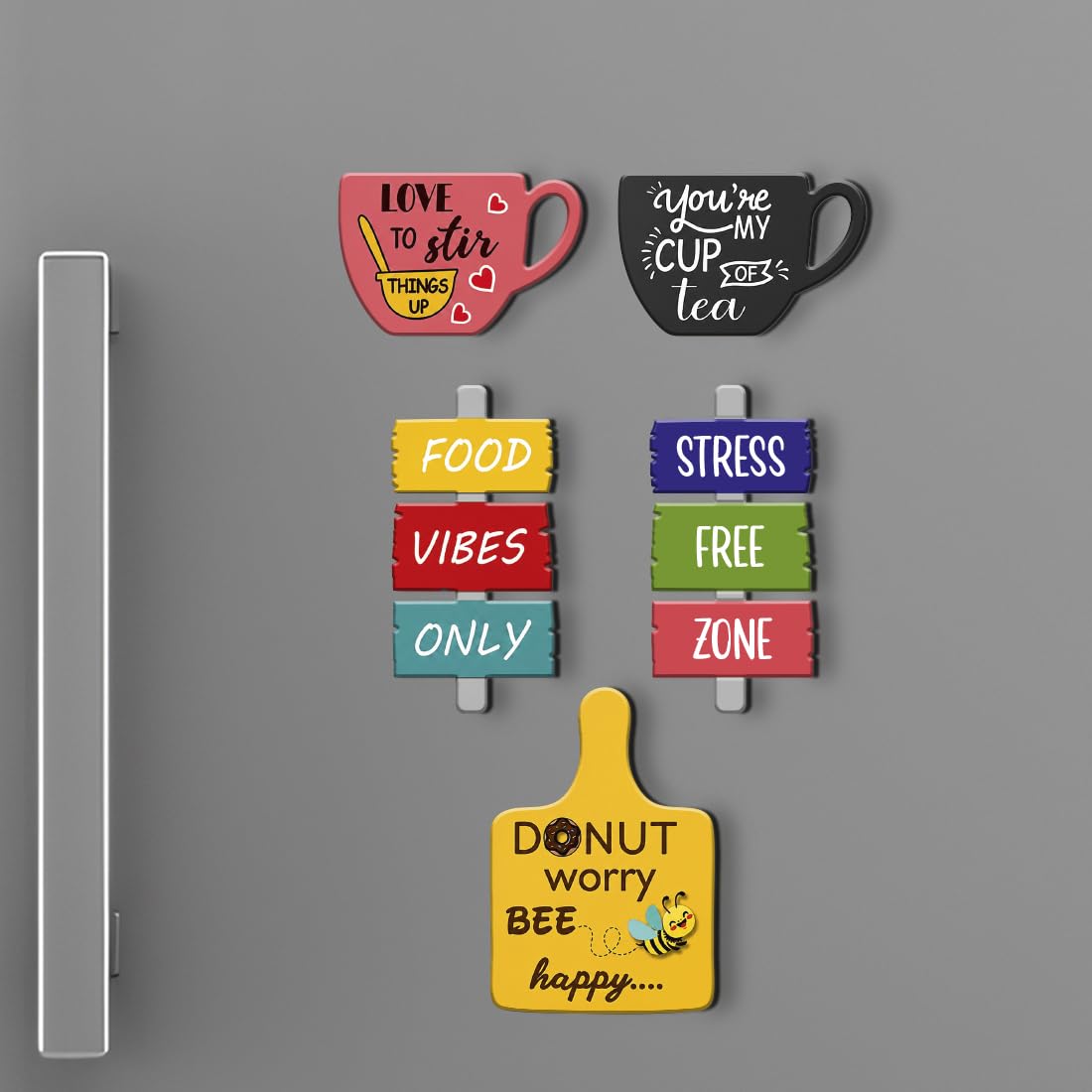 Fashionury Fridge Magnets Set of 5 – Funny Quote MDF Magnets, Cute Teacup & Kitchen Sign Designs, Colourful Refrigerator Decor, Strong Magnet Home Kitchen Decor, Housewarming Gift for Family Friends-image-17