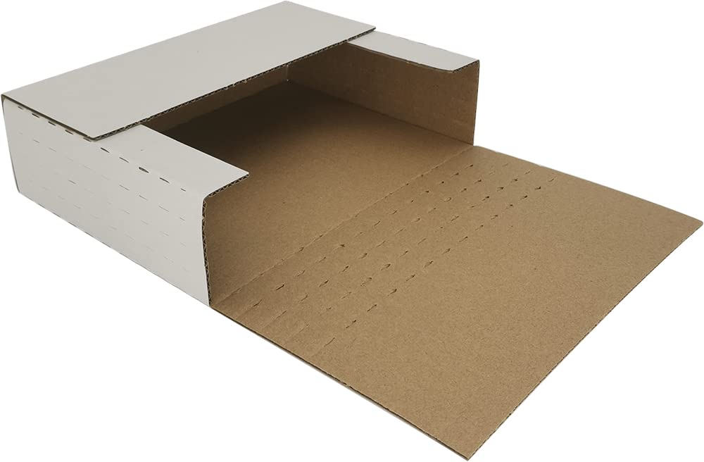 ROTCH 50 Pack 7.5x5.5x2'' Corrugated Easy-Fold Mailers, Small Cardboard Boxes in Versatile Height, White