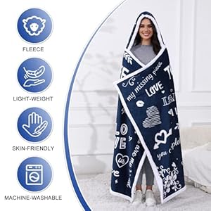 Gifts for wife birthday wife gifts from husband wedding anniversary romantic gifts for wife best wife presents blanket hoodie navy blue  urban country home decor
