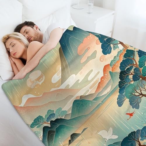 Couverture en micro polaire 152x203cm douce à motif chinois